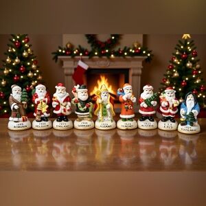Vintage Old World Hand Painted Santas Around The World - 1885-1929 Set of 9